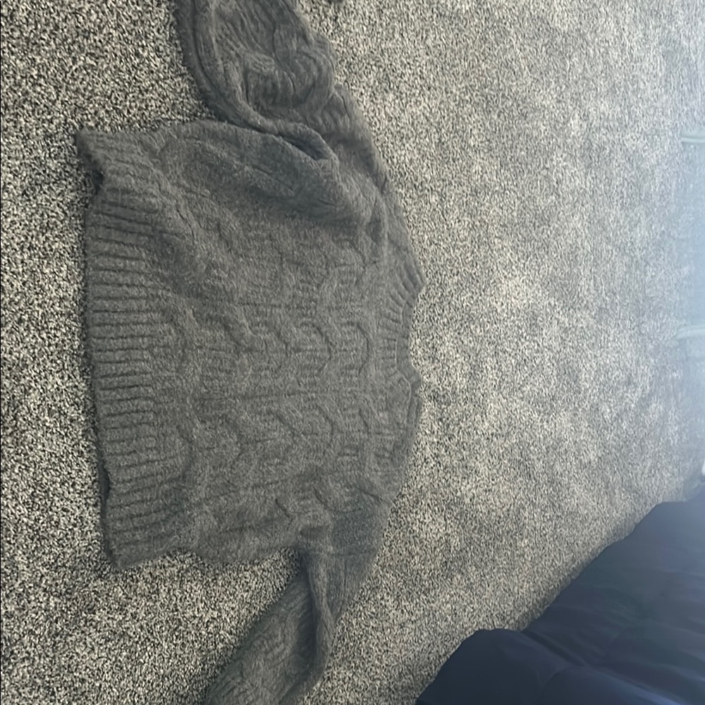 Polagram Gray Cable Knit Cardigan Sweater